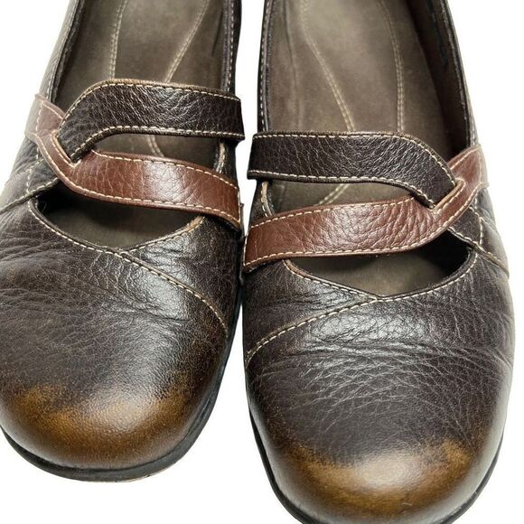 Clarks bendables sixty cruise brown leather criss cross flats size 8 - Picture 3 of 13